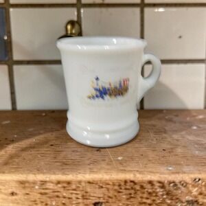 Avon Locomotive Shaving Mug, Milk Glass Cup, Vtg Collectible, White Shaving Mug